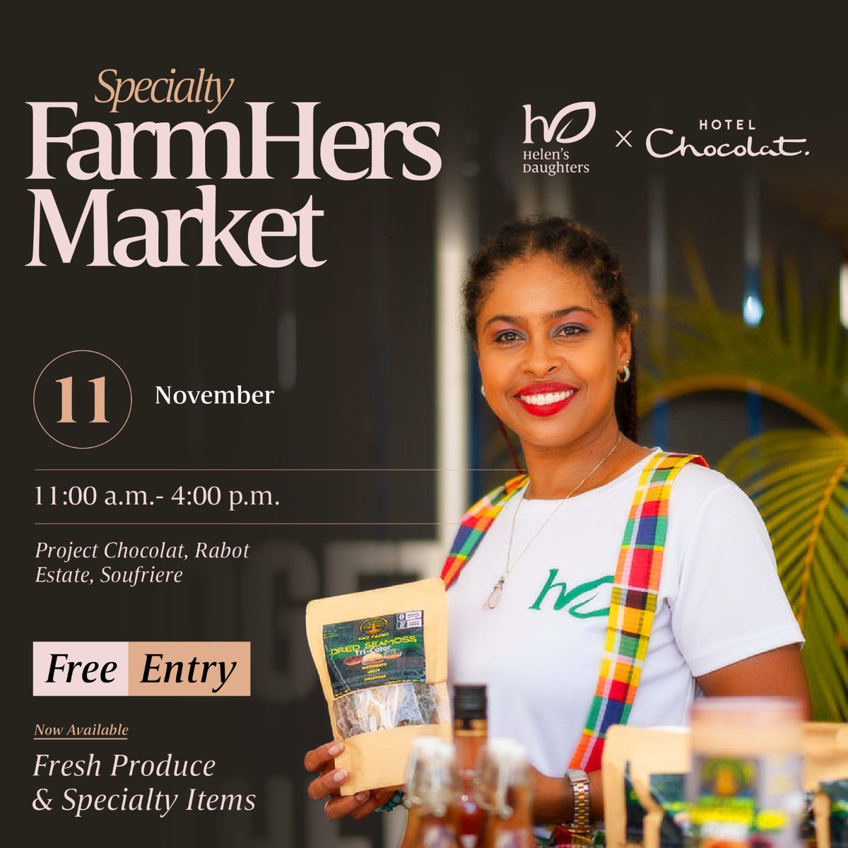 HelenDaughters's tweet photo. If it’s nice, do it twice! 👩🏾🌾
We’re back at Project Chocolat for another Helen’s Daughters Specialty Market on November 11th. 🗓️
Entry into Project Chocolat for the market is completely FREE!
#helensdaughtersslu #empoweringwomen #womeninag #foodproducers #saintlucia #farmhers https://t.co/cT26lEAbKB