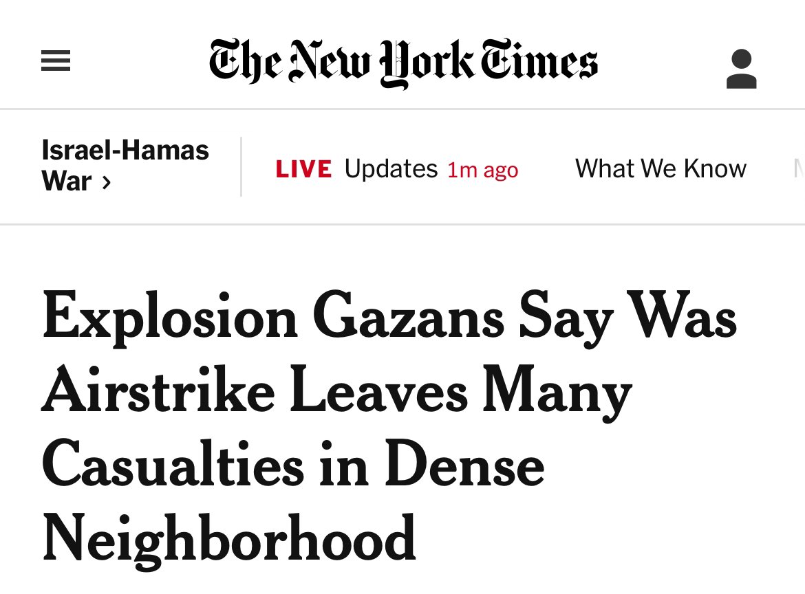 SALHACHIMI's tweet photo. Israel admitted to the air strike. But NYT staff felt it was not good PR for #Israel, so they offered up an alternative narrative to create plausible deniability:

An 'explosion' just happened that [dubious, untrustworthy] Gazans [ridiculously] claim was an Israeli air strike. https://t.co/xGYRU8iVAb
