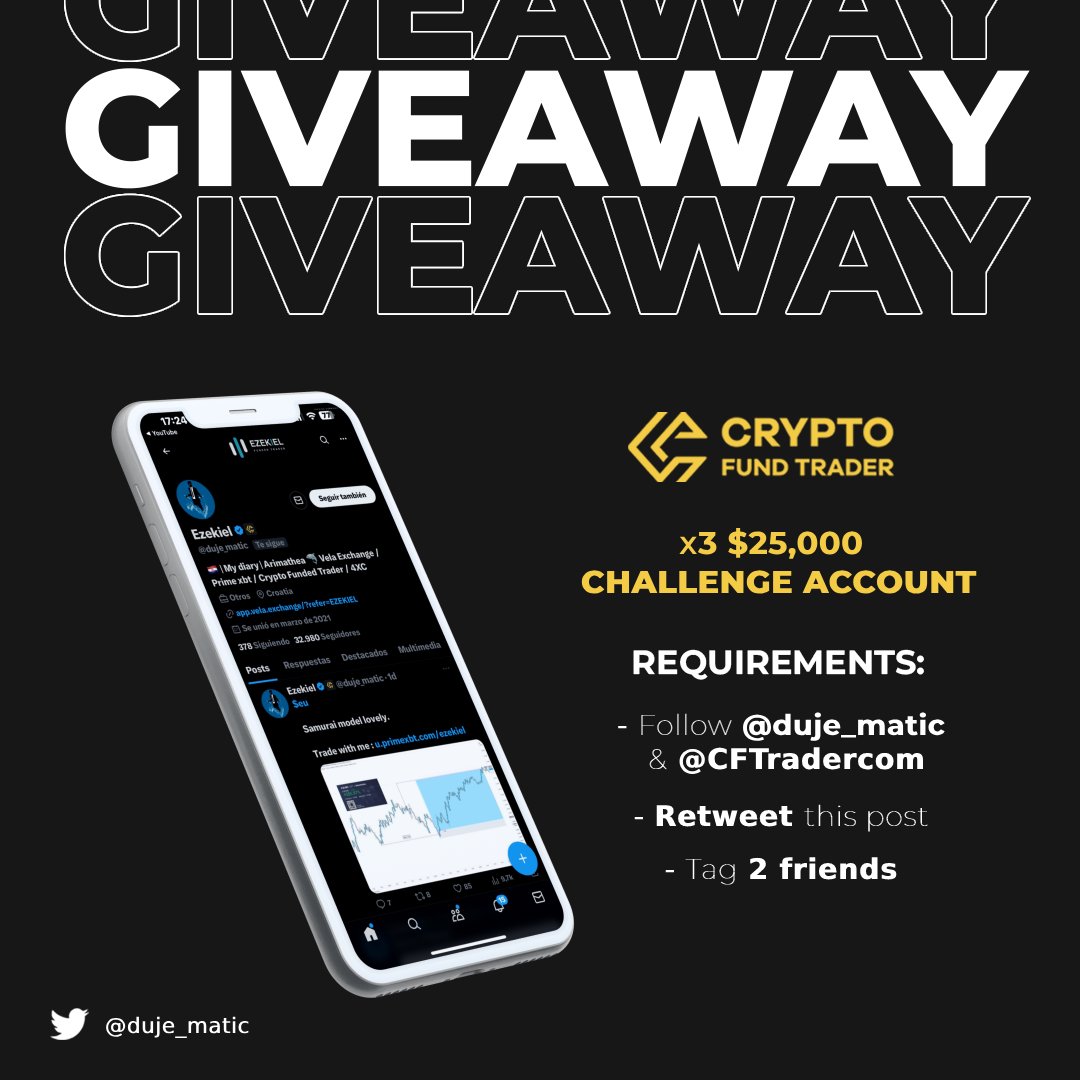 duje_matic's tweet photo. NEW PARTNERSHIP

I'm excited to announce my Partnership with @CFTradercom
 
One of the best prop companies in this industry with excellent qualities🔥🔥

To Celebrate: GIVEAWAY - 3 x $25,000 Challenges!

Enter:

1. Follow @CFTradercom & @duje_matic
2. Like & RT This Post
3. Tag 2 Friends