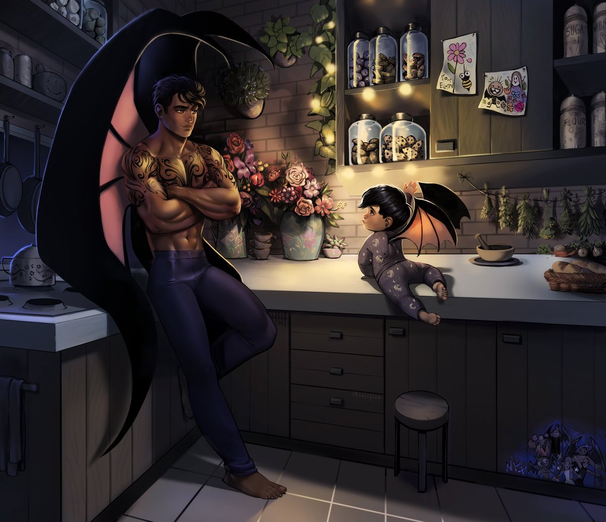 Little Heir
<a href="/AzrielWeek/">Azriel Shadowsinger Week</a> | Day 1: The Family You Make

Az catches Nyx stealing one of Elain’s cookies. Art and fic links are below. 💙

🎨 <a href="/rutisfree/">ruisfree</a> | Comm: <a href="/lazydaisyreads/">Sara</a> &amp; <a href="/tswaney17/">tswaney17</a>  

Do Not Repost
🏷️ #azrielappreciationweek2023 #azrielweek #azriel #nyxarcheron #acotar