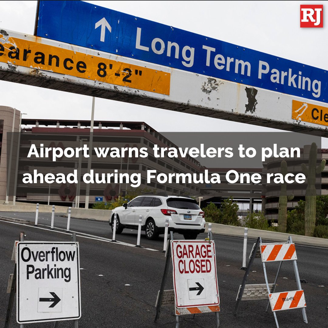 reviewjournal's tweet photo. Be prepared! Harry Reid International Airport is warning travelers that it expects to be busier than usual in mid-November with the Formula One Las Vegas Grand Prix in town → https://t.co/7dCwE3d70U https://t.co/pbFXaZOSur