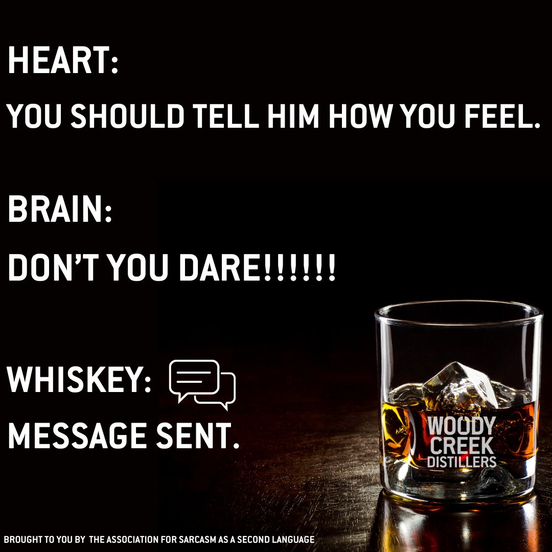 WoodyCreekDisti's tweet photo. Hope you didn't hit 'send' to anything you shouldn't have over the weekend. Happy Sarcasm Sunday!
#woodycreekdistillers #coloradobornandraised #sarcasm #sunday #sarcasmsunday #whiskey #texting https://t.co/d81XWNDED9