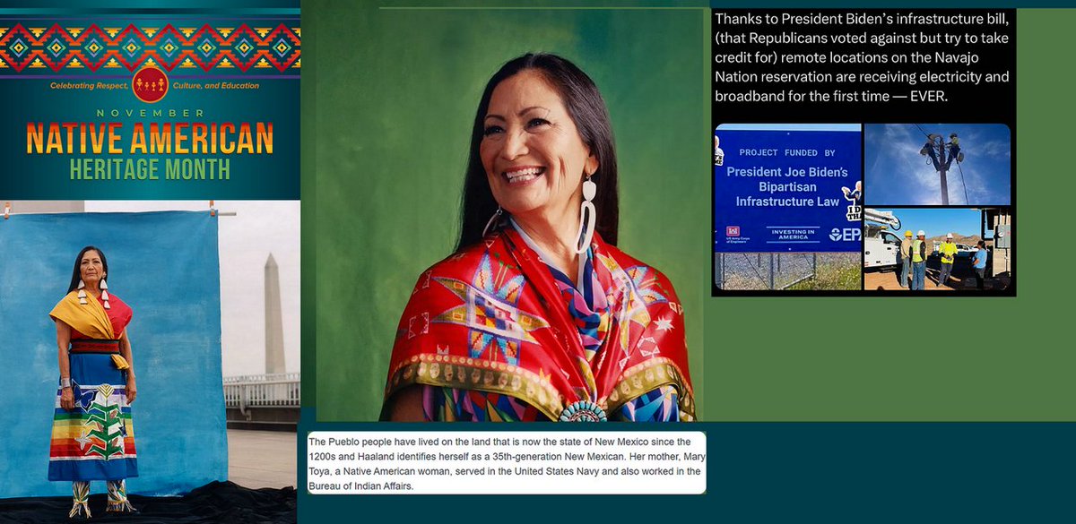 #NativeAmericanHeritageMonth 
Celebrating Secretary of Interior #DebHaaland, citizen of the #LagunaPueblo #NewMexico first Native American Cabinet secretary in U.S. history.  

Thank you #PresidentBiden #POTUS #KamalaHarris Administration. #DemocratsDeliver