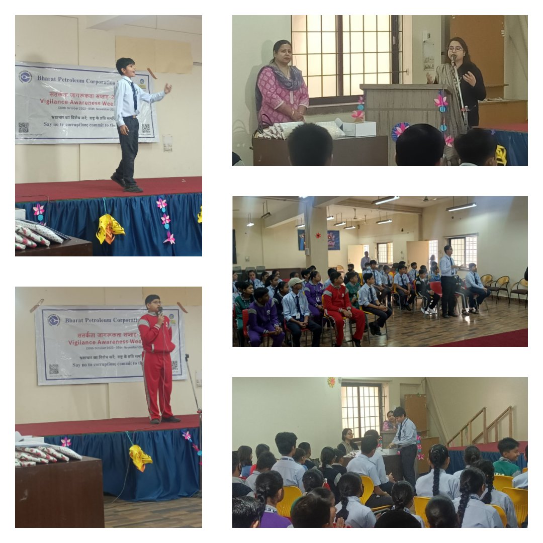 #vaw2023 @CVCIndia @CVOBPCL @BPCLimited @BPCLRetail Speech competition on vigilance awareness week organized at Lilawati Vidya Mandir School, Sashtri Nagar. The young minds were invigorated with awareness, vigilance and commitment to the nation