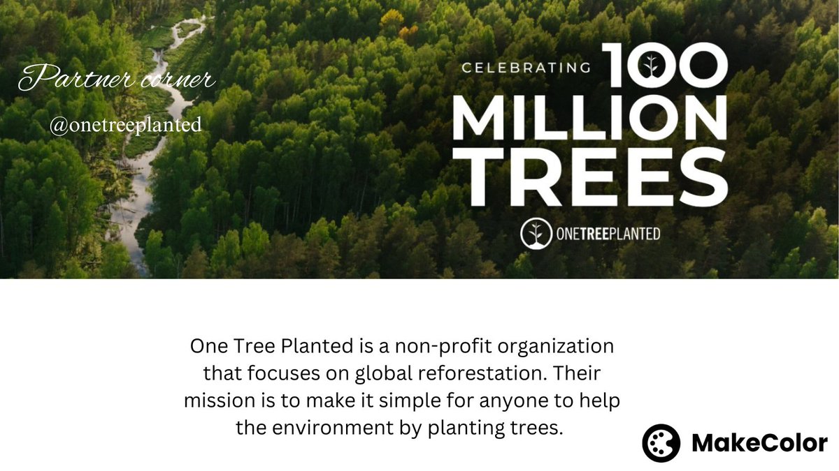 alphagroup_xyz's tweet photo. One Tree Planted is a non-profit organization that focuses on global reforestation. Their mission is to make it simple for anyone to help the environment by planting trees.
@onetreeplanted
#makecolor
#fundraiser #Funding #donor #treeplant #partnercorner https://t.co/b9Z2O1JtLT