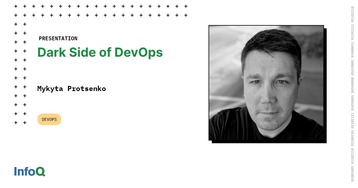 InfoQ's tweet photo. How far can you go with #DevOps & #ShiftingLeft? What can we do to break the grip of the dark side?
Let’s find out in this captivating #InfoQ video: https://t.co/TivrlJbb7n
#transcript & Q&A included
#DevOps #BestPractices https://t.co/vQplj2wc6m