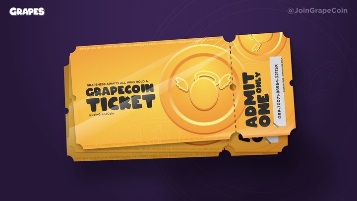 DenizNft86's tweet photo. GIVEAWAY 🔥🔥@JoinGrapes 
1 Golden Ticket for a spot on  the $GRAPE presale!!!!!! 
I will pick a winner in 48h and post proof. 

Rules:
1. Like and retweet 
2. Follow me and @JoinGrapeCoin 
 
Good Luck Everyone 🍀 https://t.co/60iKTrq6Wz