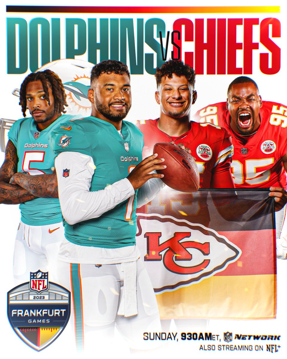 NFL's tweet photo. An unreal matchup to introduce NFL football to Frankfurt. 🔥

📺: #MIAvsKC -- 9:30am ET on NFL Network
📱: Stream on #NFLPlus https://t.co/d4RDZpcMkc https://t.co/k1S3eM82oY