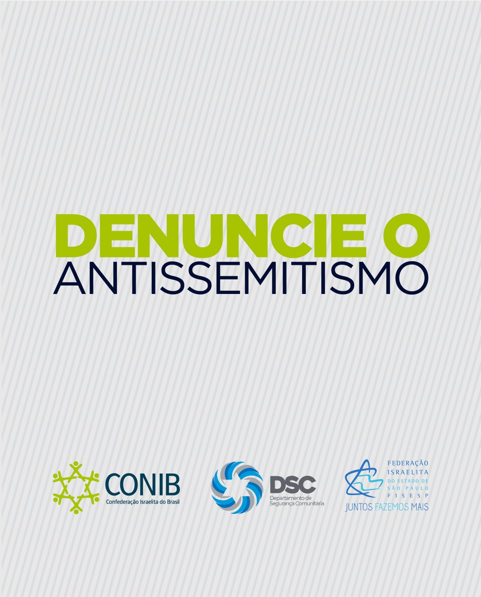 coniboficial's tweet photo. Ajude a combater o antissemitismo! A sua participação é muito importante!
Faça sua denúncia em nosso canal, junto do DSC-Fisesp, em https://t.co/smpUjAMUa3...
#Antissemitismo #DiscursodeÓdio #ComunidadeJudaica #CONIB #ConfederaçãoIsraelita #FISESP https://t.co/pYZvubb6Pr