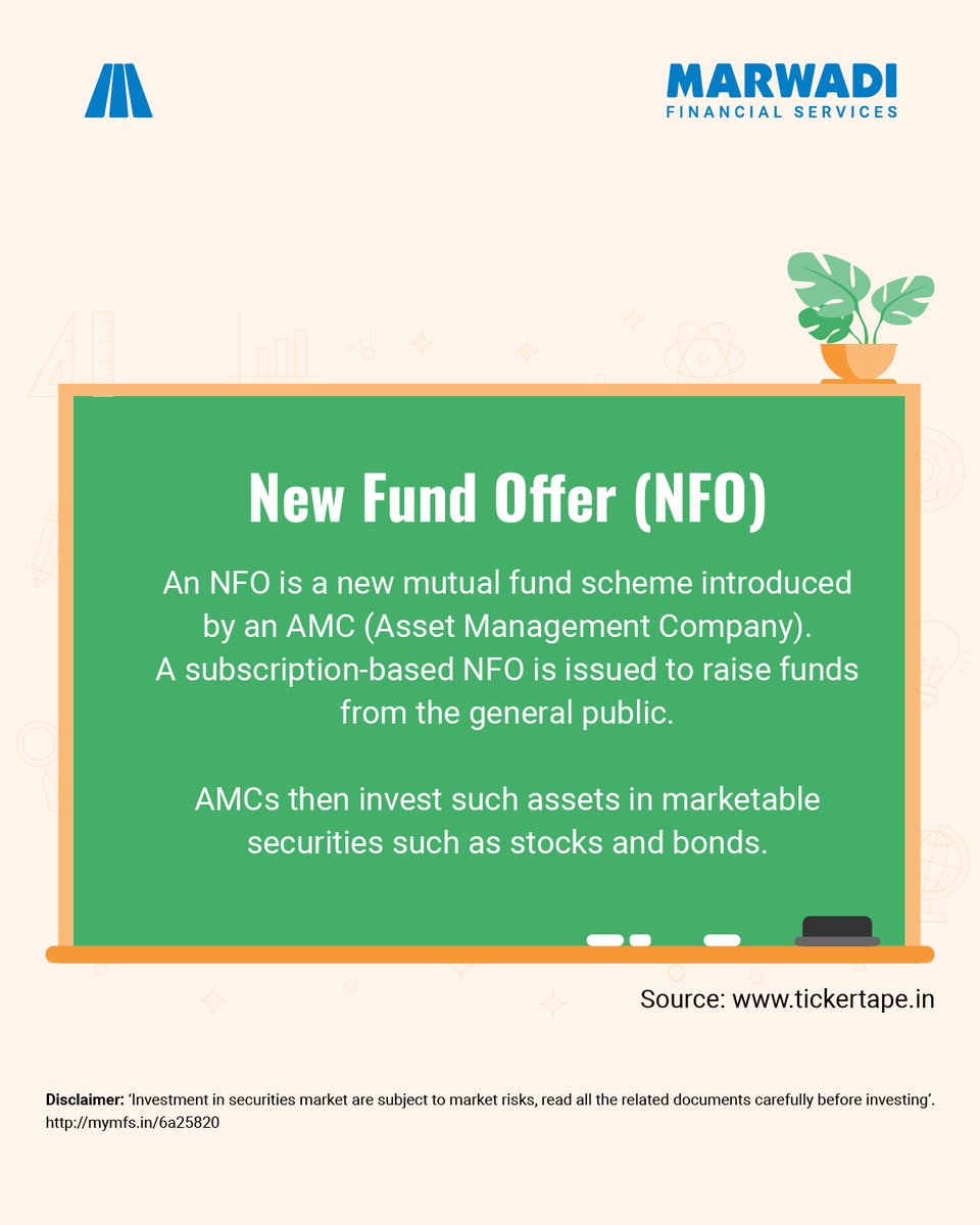 MarwadiHQ's tweet photo. Learn about what are New Fund Offers (NFO).  

Stay updated with our Learn The Term for simplified explanations of complex financial terms. 

#nfo #newfundoffer #learntheterm #investment #investing #wealthcreation #stockmarket #finance #wealth #MSFL #MSFLHQ #MarwadiHQ https://t.co/ltw91ndOm6