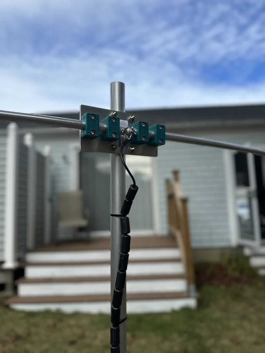 k1prd's tweet photo. 20m half-wave dipole built. 1.16 SWR on 14.225. haven’t made any contacts yet, still need to do the final install. happy how it turned out. #hamradio #amateurradio #hamr #hf #dipole https://t.co/dUd5m9CKhX