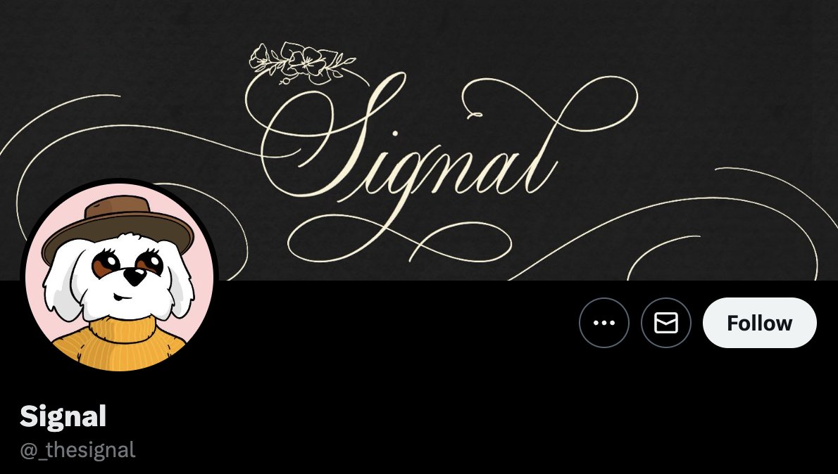 41/ - @_thesignal

➬ Artist Spotlight host @niftyportal
➬ Writer @culture3xyz
➬ Tweeting NFT news &a...