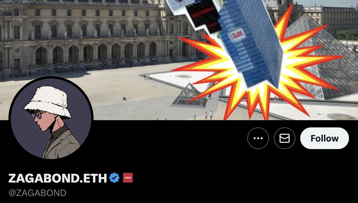 73/ - @ZAGABOND

➬ Creative mind of Crypto Twitter
➬ Human bean @Azuki @ChiruLabs
➬ Part of the foun...
