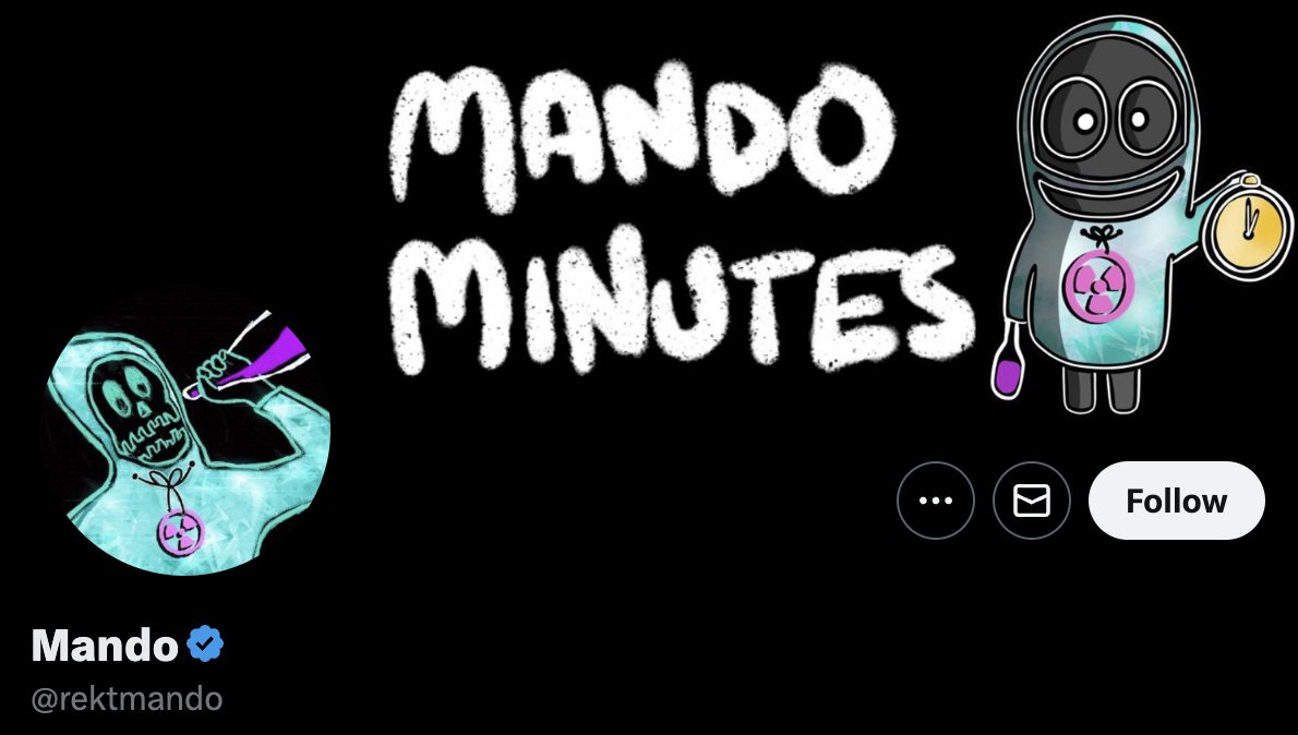 93/ - @rektmando

The ultimate trader and founder of @rektguyNFT, @DegenzNFT, and @CanarylabsXYZ.

C...