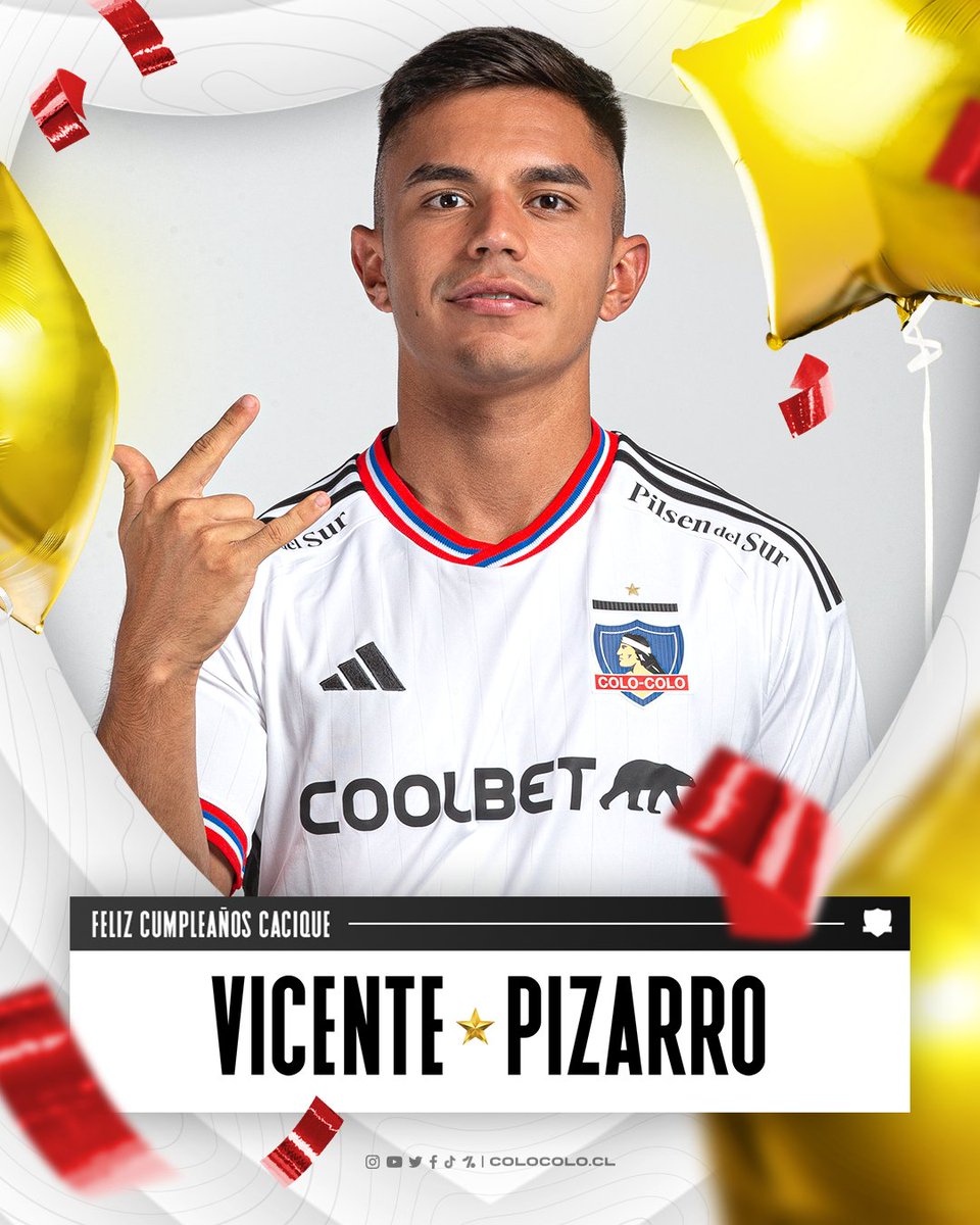 ¡Feliz Cumpleaños Vicente Pizarro! 🤟🏻🤍🖤

En su día saludamos a nuestro talentoso volante 👏🏼

Canterano, campeón y ADN 100% colocolino ✨

✍🏼 ¡Déjale un saludo!