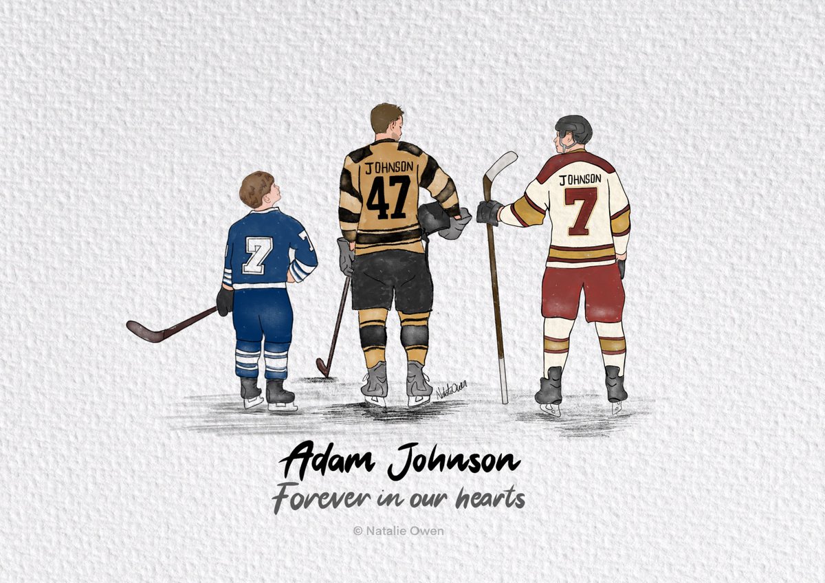 I was asked by #adamjohnson fans from his hometown of Hibbing to show Adam in his number 7 jersey as he is our 47 but their number 7. I have made this tribute to showcase Adam through the generations of his ice hockey days in Minnesota @HockeyHibbing  @UMDBulldogs @PanthersIHC