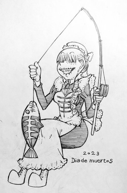 【週末らくがき総括】 死者の日の目隠れメイド