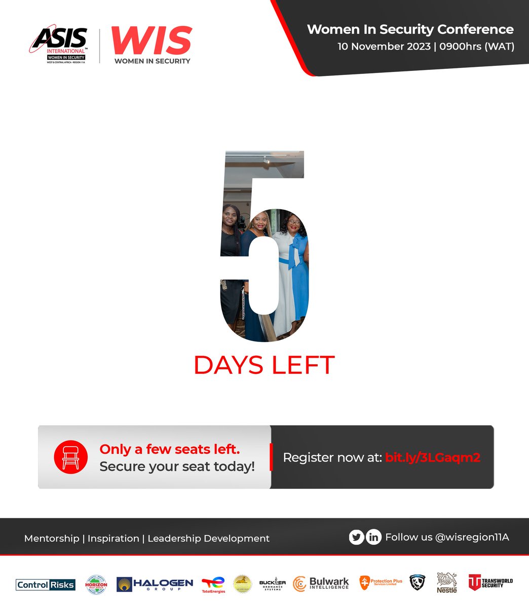 We are getting closer to #WIS2023 Conference with only 5 days left! This event is your gateway to incredible networking, knowledge sharing, and job opportunities. Don't wait any longer, seats are filling up quickly, and you won't want to miss this. Secure your spot today!