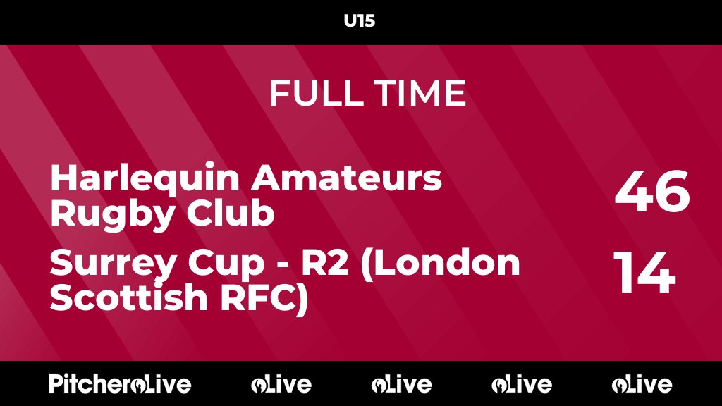FULL TIME: Harlequin Amateurs Rugby Club 46 - 14 Surrey Cup - R2 (London Scottish RFC)
#HARSUR #Pitchero
harlequinrugby.co.uk/teams/40225/ma…
