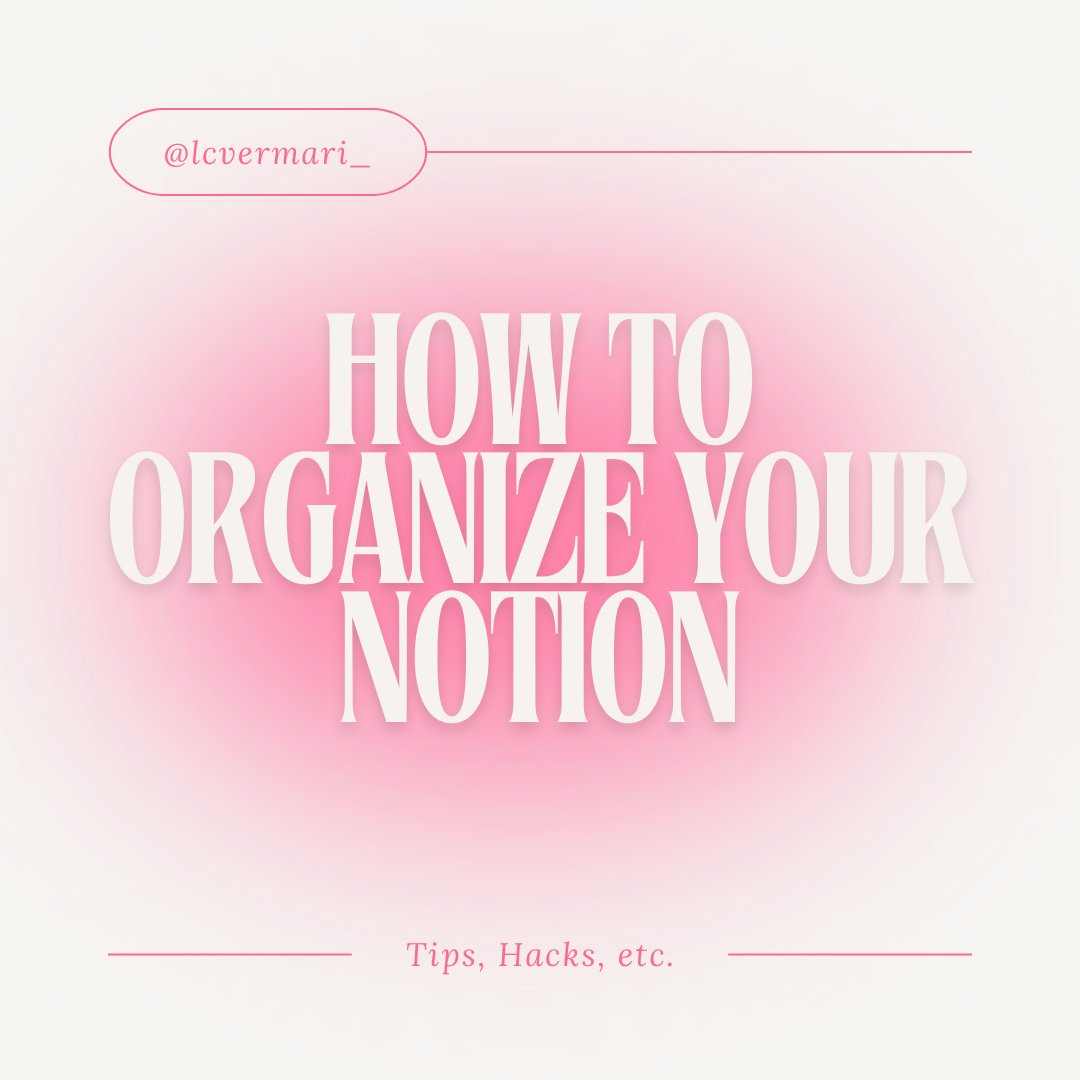 lcvermari_'s tweet image. 𝗵𝗼𝘄 𝘁𝗼 𝗼𝗿𝗴𝗮𝗻𝗶𝘇𝗲 𝘆𝗼𝘂𝗿 𝗻𝗼𝘁𝗶𝗼𝗻 — a thread 🧵
here’s some of my two cents in organizing your notion setup. hope y’all like it ༊*·˚
✎ tags : #studytwtph #studytwt #notiontwt