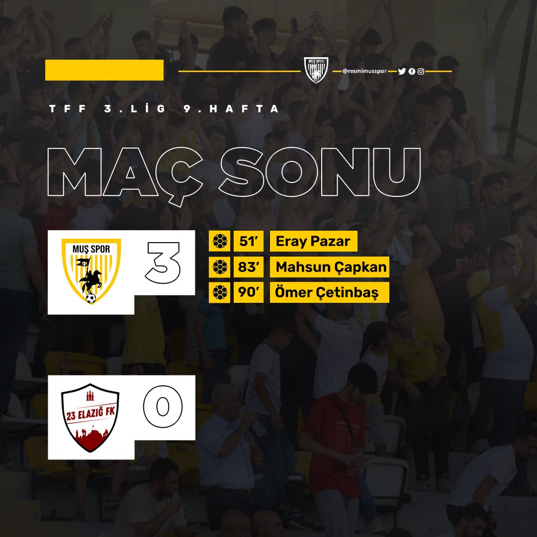 RToplu06's tweet photo. Tebrikler Bizim Takim 💛🤍
Mussporumuz Lig’in 9. haftasında kendi sahamızda konuk ettiği 23 Elaziğ fk'yi 3-0 mağlup etti.
Kulüp Baskanimizi,teknik heyeti ve sporcu kardeslerimizi almis oldukları galibiyetten dolayı tebrik eder başarılar diliyorum. 
💪💛🤍
@resmimusspor https://t.co/uuIpauihqI