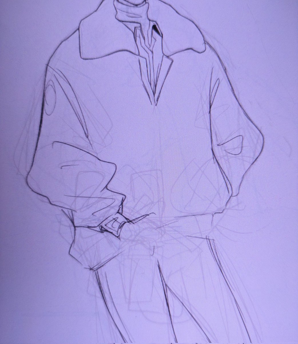 solo hands in pockets sketch monochrome traditional media male focus 1boy  illustration images