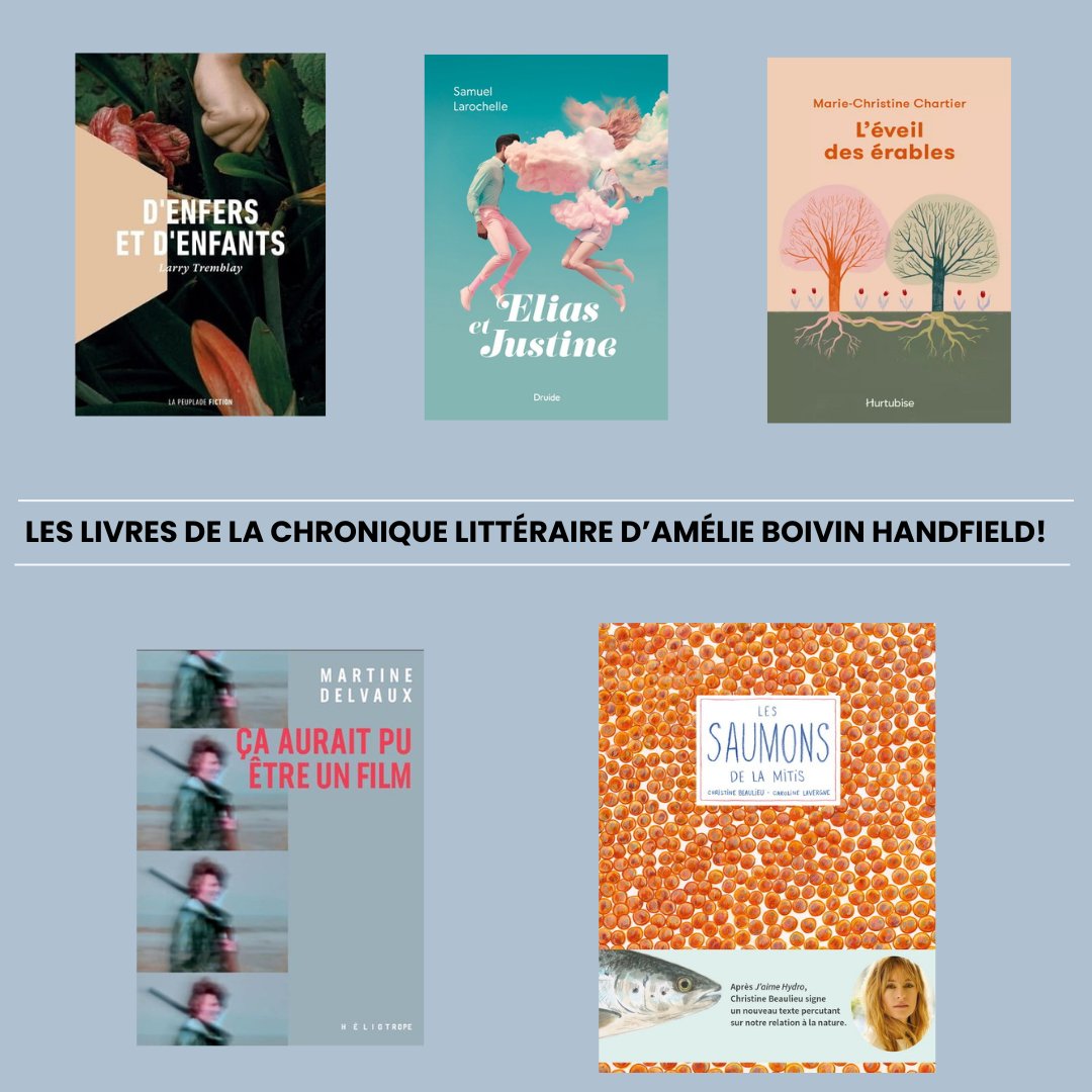 Cette semaine, @AmelieBH vous parle des livres de @larryztremblay, @lapeuplade, Samuel Larochelle, @EditionsDruide, Marie-Christine Chartier, @_Hurtubise, Martine Delvaux, Héliotrope, @CricBeaulieu, Les Éditions de la Bagnole
buzzsprout.com/2232129/139040…
La chronique est à 29:28!