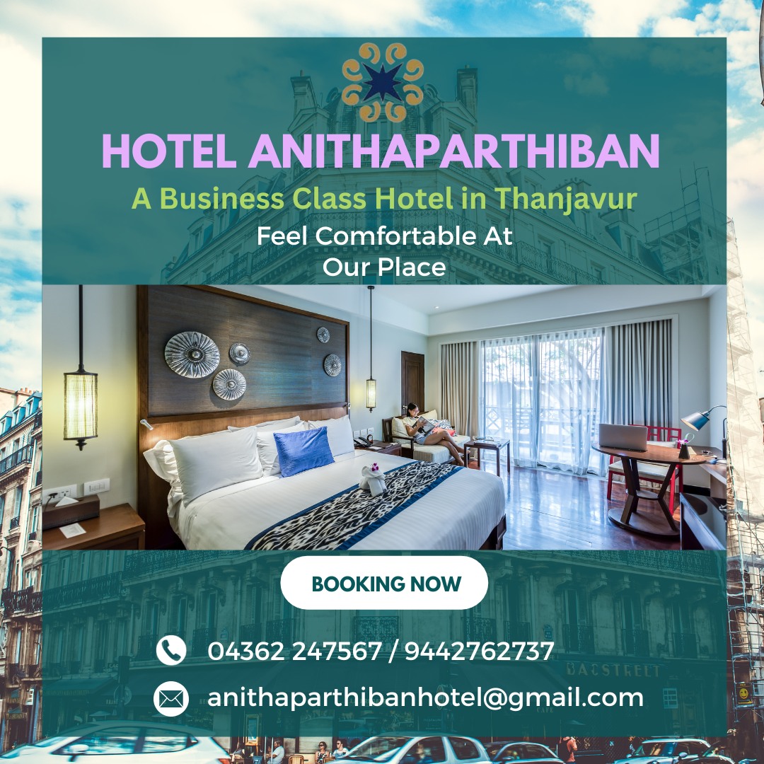 HOTELANIPARTI's tweet photo. Stay close to Big Temple and experience the premium hospitality at Hotel AnithaParthiban , where luxury meet comfort at affordable rates.
Ideal for stays, weddings &amp; special events at the land of Lord Siva Siva.

For bookings:
Phone: 04362-247567 / 9442762737
#roombookinthanjavur https://t.co/T1PKbIcI64