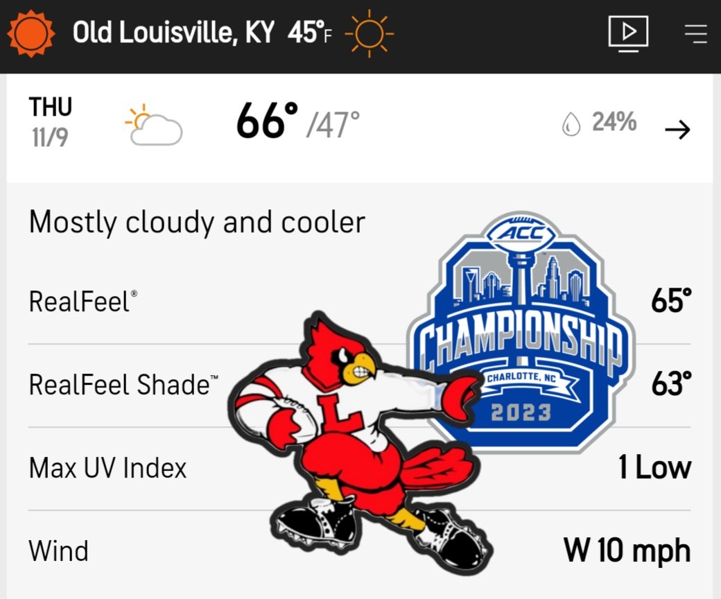BringBrohmHome's tweet photo. WE just left L&N, but I can't wait to be back there this Thursday! The weather is looking great! Make sure you get to #CardMarch early!
#TakeTheACC #CollisionCourse #TheTimeIsNow #FanWeatherReport https://t.co/0kvTYX9Hnx