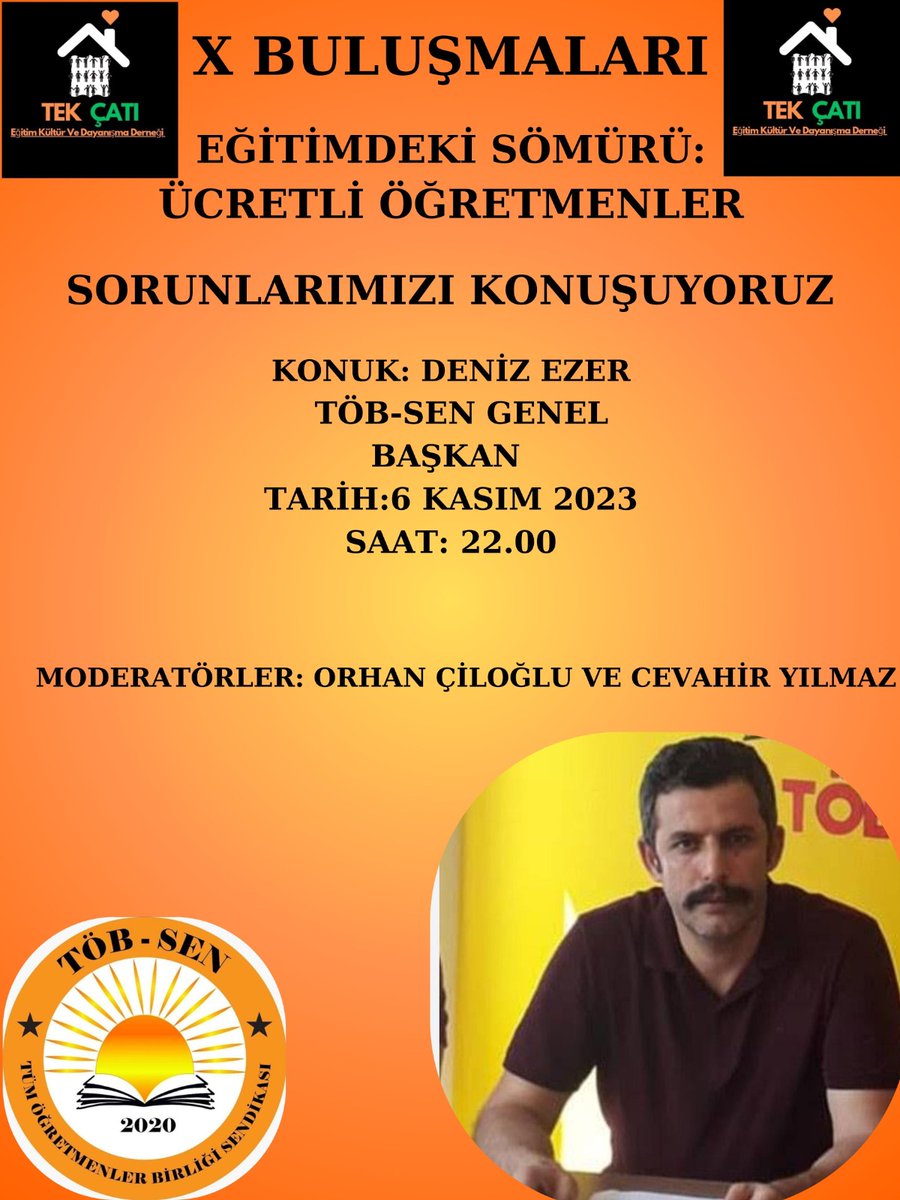 Ücretli öğretmenlerin sorunlarını ve taleplerini toplumda duymayan kalmasın diye konuşuyoruz. 6 Kasım Pazartesi saat:22.00'de buluşuyoruz. . Tüm ücretli öğretmenler davetlidir.
