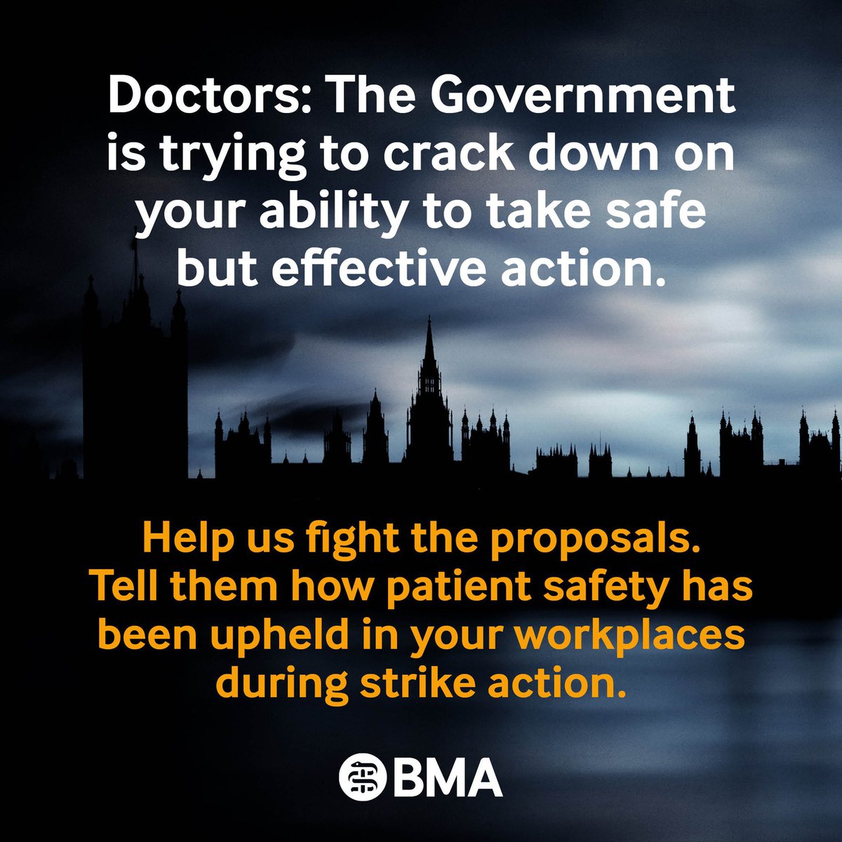 Govt wants to restrict ability to strike with Minimum Services Level bill

We know strikes have been safe

Your evidence could prevent unlawful use of MSL

I responded to the consultation, took 5 minutes

Have you?

bit.ly/MSLConsultation

<a href="/TheBMA/">The BMA</a>
@BMA_JuniorDocs
@Doctors_Vote