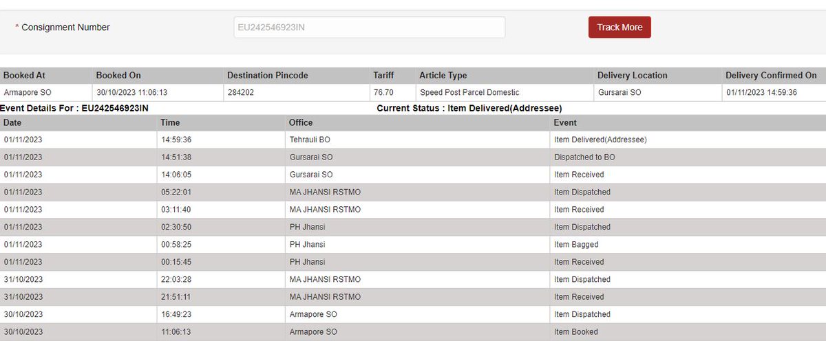 sam_kanpur's tweet photo. @IndiaPostOffice @IndiaPostJhansi @AshwiniVaishnaw Update wrong information  about  Delivery. https://t.co/16UkF5y4jW