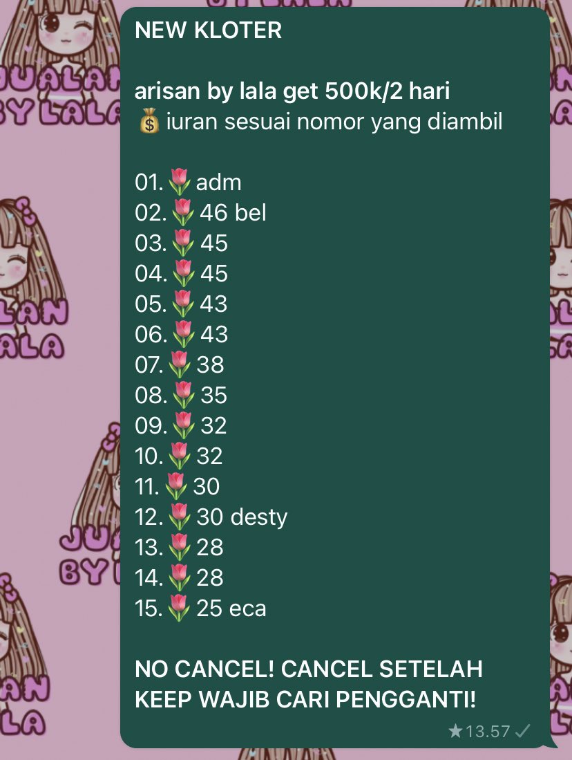 ada yang mau ikut arisan get 500k/2day gaaa? masi banyak slot untung nih yuuu #zonauang #zonaba