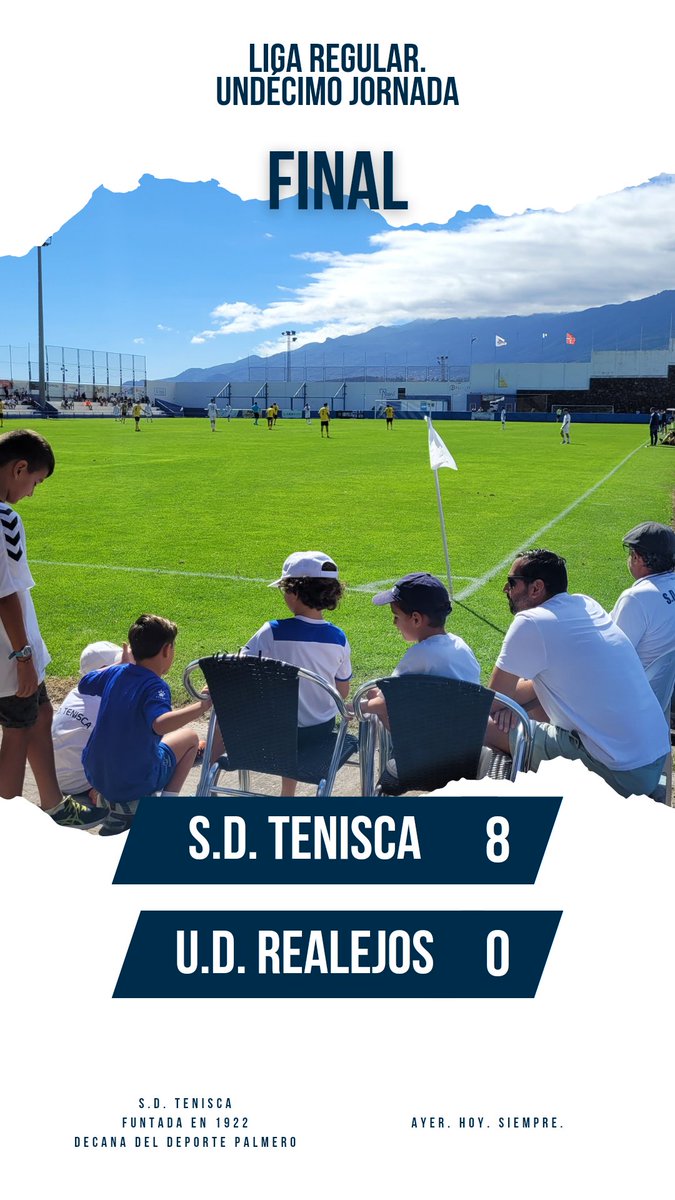 SDTenisca's tweet photo. PRIMER EQUIPO | #PrimerEquipo 

¡FINAAAL! Apoteosis tenisquista para lograr la novena victoria consecutiva. Goleada histórica para seguir en el liderato y ampliar distancia. ¡No falla!

Tenisca 8-0 Realejos

#AyerHoySiempre 
#VamosLosBlancos https://t.co/j5FTwo41R9