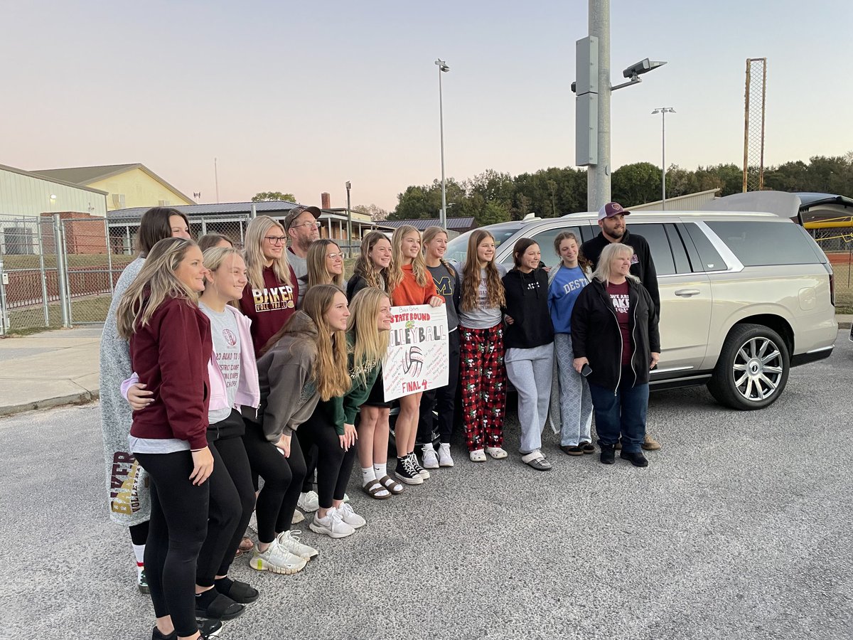Baker volleyball team leaves, bright and early (6am) Sunday morning for State Final Four.  Gators face Liberty County in state semifinal, Monday morning, in Winter Haven.