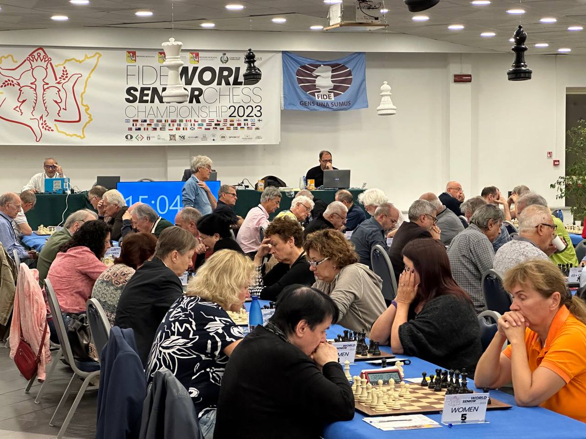 FIDE_chess's tweet photo. The FINAL round of the World Senior Championships is underway. #SeniorChess
Live games: ๐https://t.co/jcO5UicWBE
๐ท๐ธ GM Suat Atalik, ๐ฆ๐ท GM Daniel Campora and ๐ช๐ธ WGM Monica Calzetta Ruiz (50+) top the Open 50+, 65+, and Womenโs categories respectively
๐ท Denis Burko https://t.co/2VHDWDe1HI