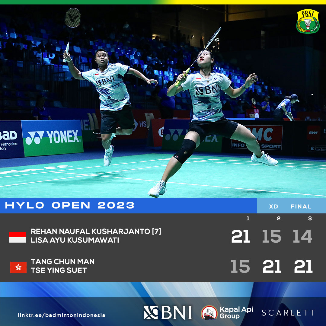 INABadminton's tweet image. Rehan/Lisa keluar sebagai Runner Up di ajang Hylo Open 2023, setelah di hadang wakil asal Hongkong!

Namun perjuangan Rehan/Lisa tetap harus di apresiasi! Karena tidaklah mudah untuk mencapai babak final ini!

Tetap semangat! Runner Up tidaklah buruk, semoga hasil dari Hylo Open…