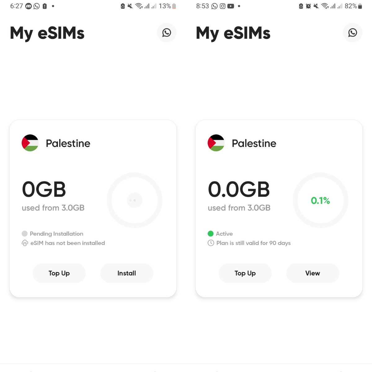 elen_nim's tweet photo. Omg it's amazing!!! I'm glad to see my esims is working at Palestine. I know it doesn't have significant impact in palestinians' lives but at least i do something good for themπ₯Ίπ₯Ίπ₯Ίπ₯Ίπ₯Ί https://t.co/SrkBV4ANQj