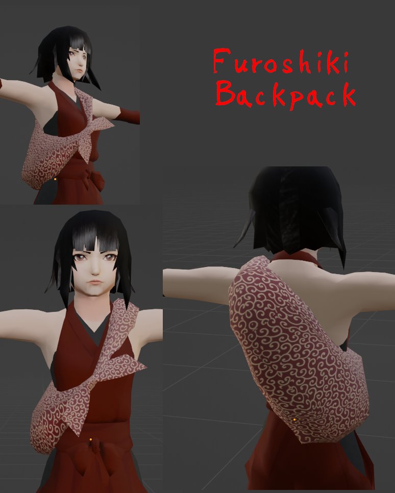 MayhemYama's tweet photo. Goblin Reaper Update - working on  more animation states and accessories  - Furoshiki bag and kasa  here - #gamedev #indiegame #solodev https://t.co/Tl4sGFb8gU