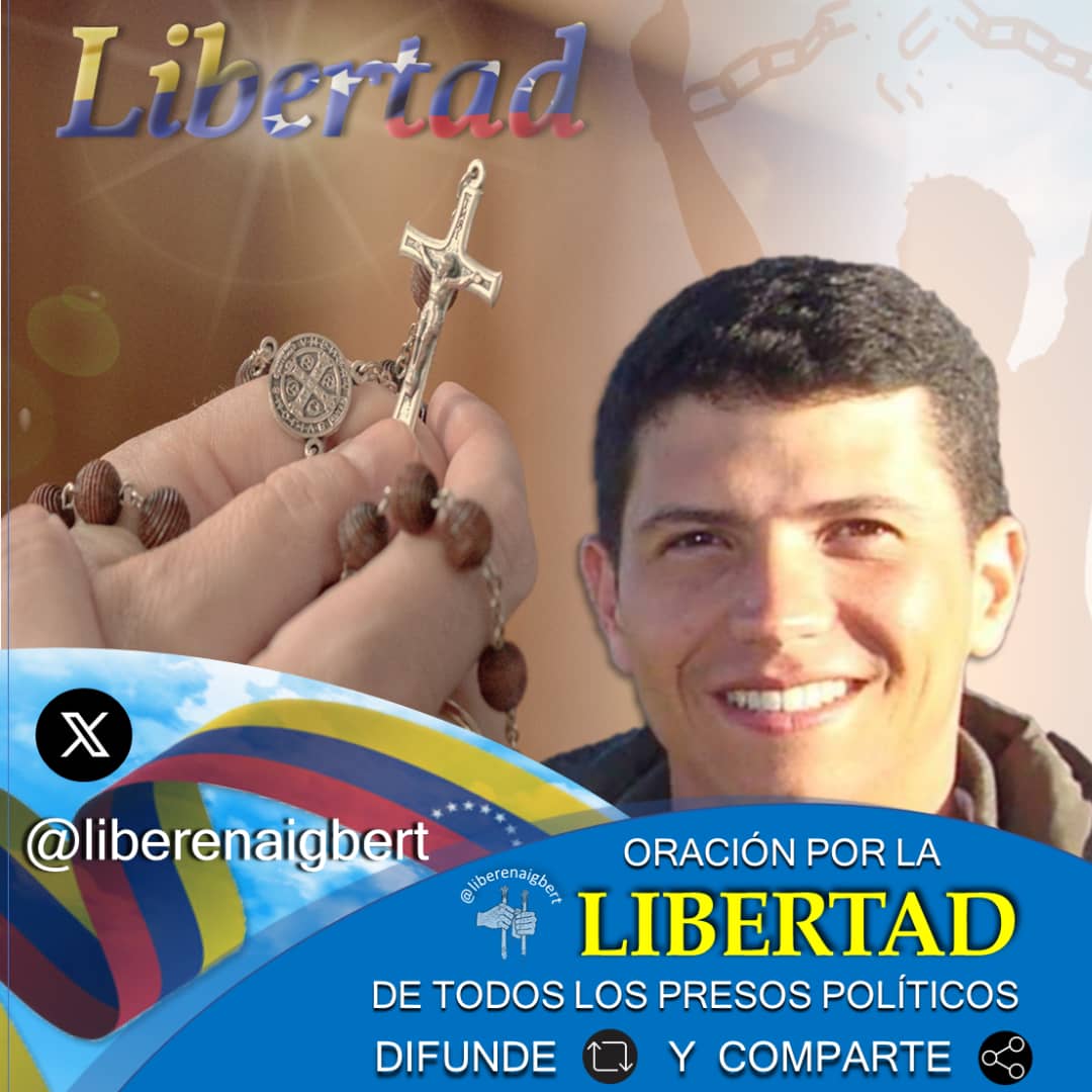 Hoy #05Nov te invitamos a que dediques un minuto de tu tiempo para elevar una plegaria por la Libertad de Igbert y de todos los presos políticos. Que en sus corazones siempre abunde la Fe y la Esperanza.
#LibertadParaLosPresosPoliticos 
#LiberenAIgbert