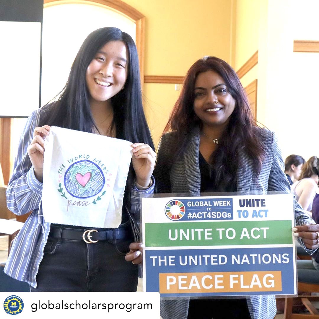 rayruna's tweet photo. Working on the Peace Flag with GSP Global Scholars Program @UMich https://t.co/sMnBhEa2jL