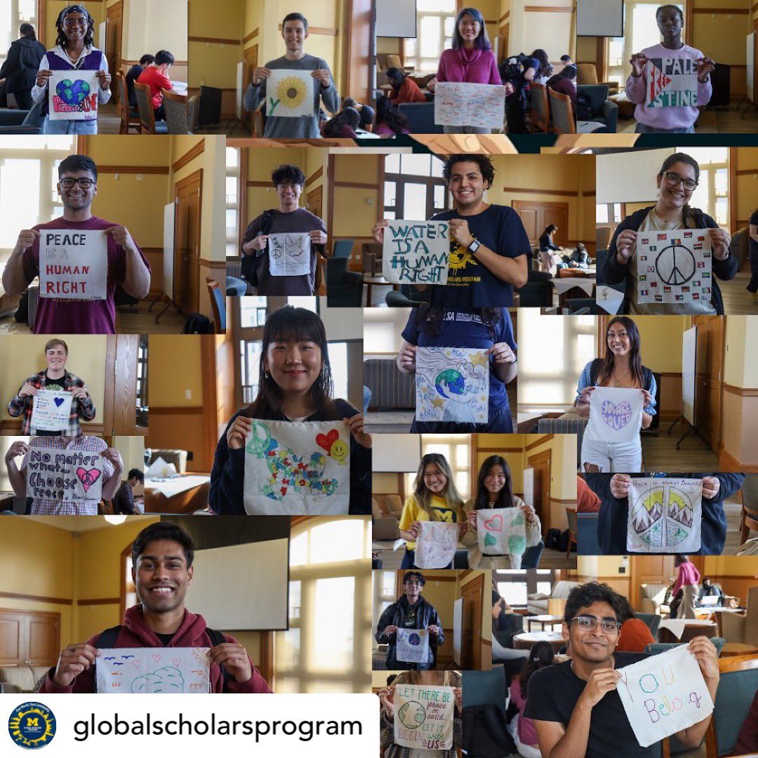 rayruna's tweet photo. Working on the Peace Flag with GSP Global Scholars Program @UMich https://t.co/sMnBhEa2jL