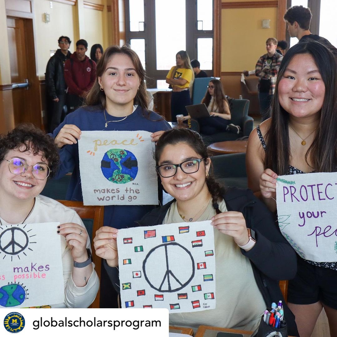 rayruna's tweet photo. Working on the Peace Flag with GSP Global Scholars Program @UMich https://t.co/sMnBhEa2jL