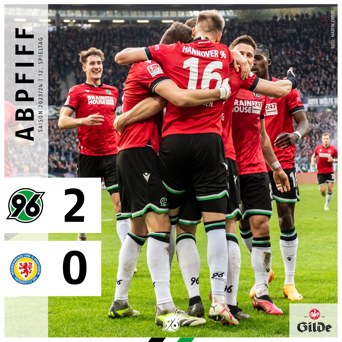 𝐃𝐄𝐑𝐁𝐘𝐒𝐈𝐄𝐆! 💪 Die drei Punkte bleiben in der Landeshauptstadt! 😃🎉 

#DasDerby #H96EBS #H96 #NiemalsAllein ⚫️⚪️💚
