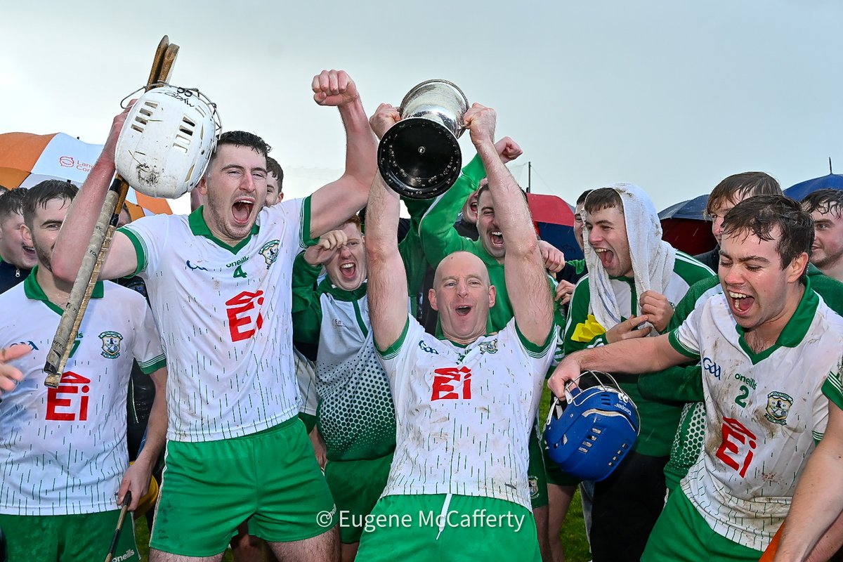 Wolfe Tones captain Dermot O’Rourke celebrates with the cup after a 1-14 to 0-9 victory over Inagh-Kilnamona in the Clare Junior B Hurling Championship Final. Photograph by <a href="/eugemccafferty/">Eugene McCafferty</a>.
