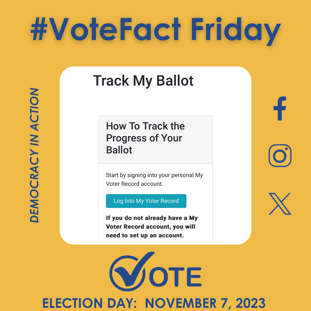 erd_candidate's tweet photo. (Once again, our apologies - this did not post on Friday! 😳)

For our final #VoteFact Friday, you can track your ballot on the NJ Voter Information Portal at https://t.co/wrMvazJwH0!  See if the status of your ballot is “Received”, “Accepted”, or “Rejected” … https://t.co/O0Hqr6wxEe