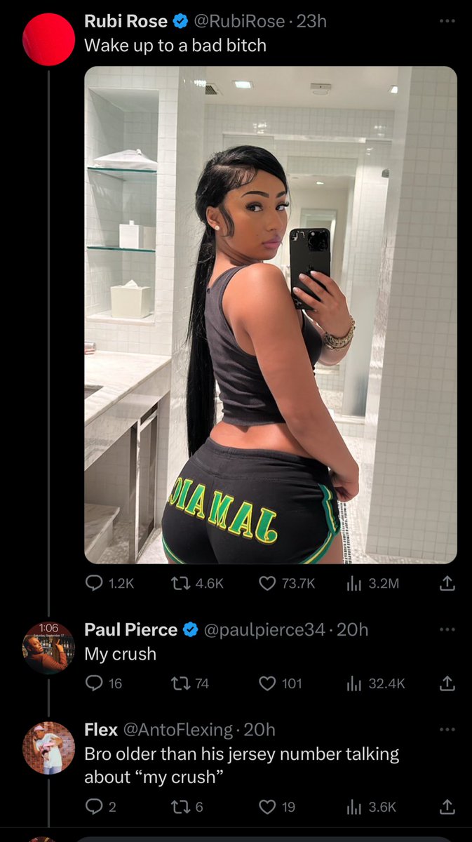 shannonsharpeee's tweet image. Paul Pierce got cooked under Rubi Rose picture 🤣💀
