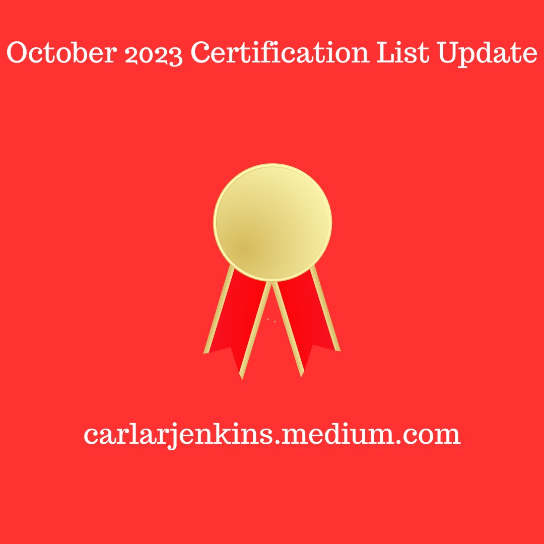 #SundayBlogShare Happy Sunday #TwitterFamily! Fresh off the pages of #Medium is my new October 2023 #certification update. 
carlarjenkins.medium.com/october-2023-c… @carlarjenkins #100daysofcloud #oraclecloud #workforcetraining #professionaldevelopment