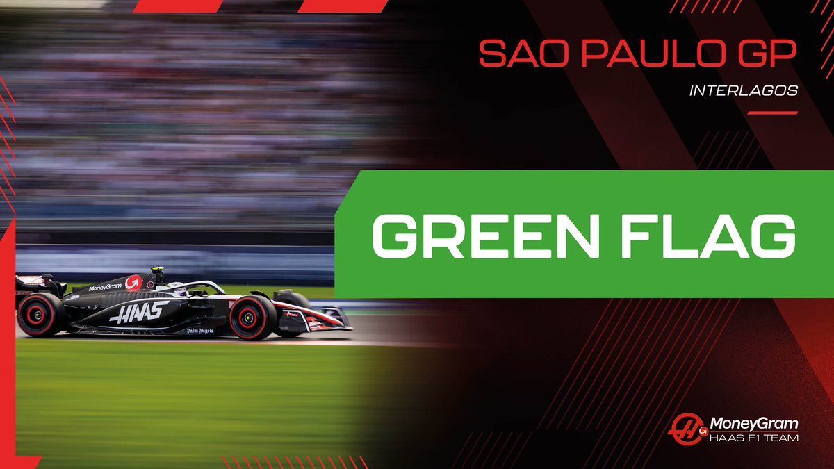 Lap 4/71: The race restarts with Nico leaving the grid in P15. #HaasF1 #BrazilGP