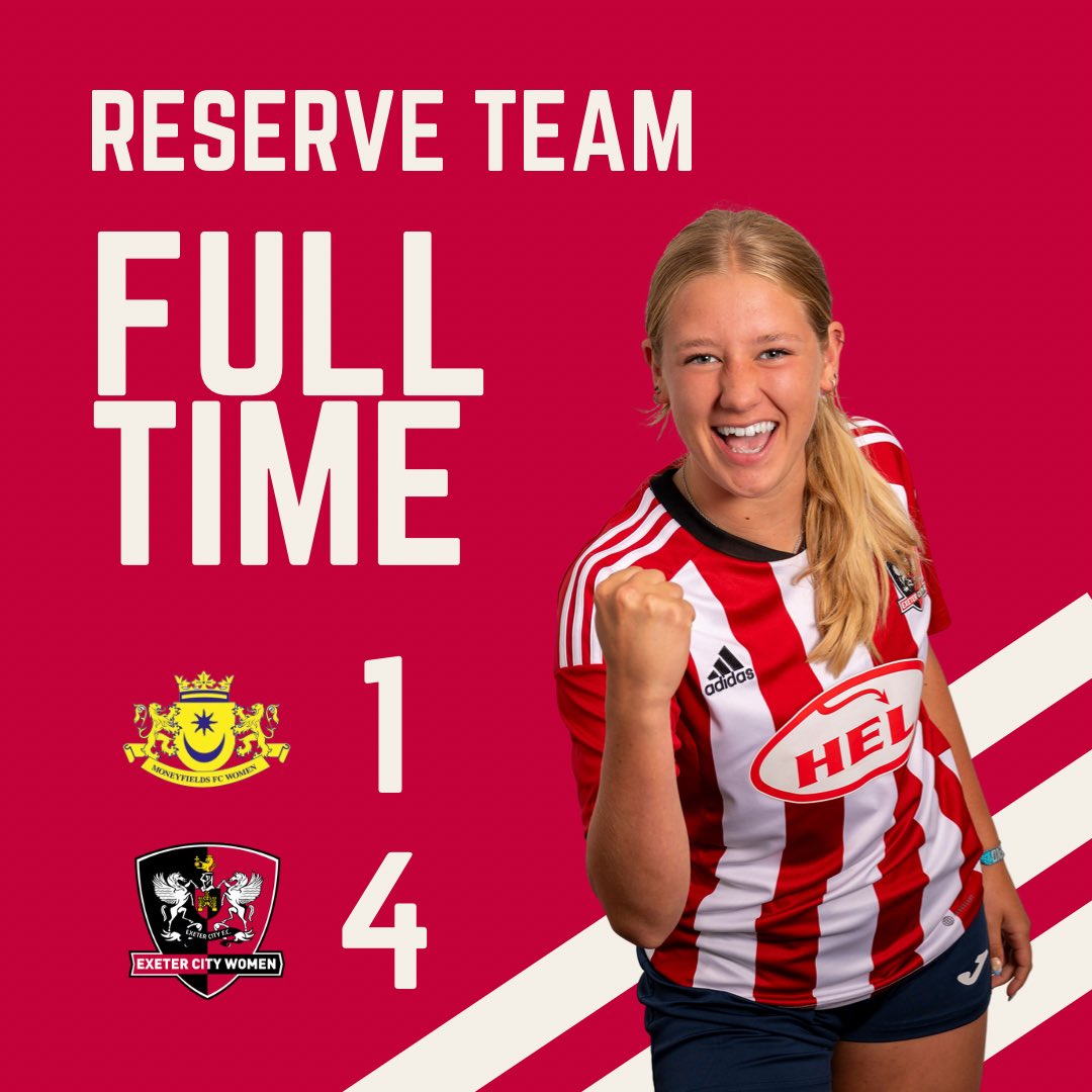 Exeter City Women FC (@exetercitywfc) on Twitter photo 📈 RESERVE TEAM
A win on the road this afternoon, goals from Ellen Dixon, Abi Harrison, Connie Pengelly and Emily Toogood
A big thank you to <a href="/MoneysFCWomen/">Moneyfields FC Women</a> and our own Reserve Team for the assistance in making sure there was a game this weekend
#ECFC 📈 RESERVE TEAM
A win on the road this afternoon, goals from Ellen Dixon, Abi Harrison, Connie Pengelly and Emily Toogood
A big thank you to <a href="/MoneysFCWomen/">Moneyfields FC Women</a> and our own Reserve Team for the assistance in making sure there was a game this weekend
#ECFC